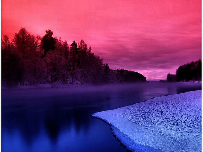 Lakes: Sky Pink Beautiful Nature Lake for 16:9 High, pink sky HD wallpaper