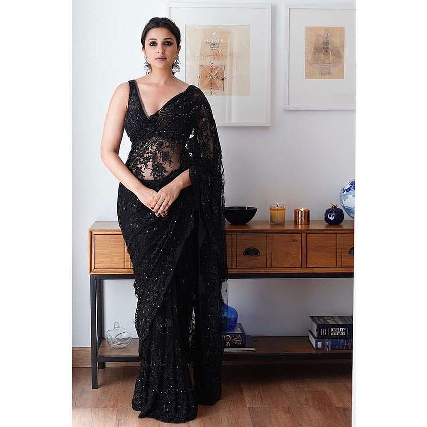 In Pics: Parineeti Chopra looks ethereal as she casts a spell in THIS black  sheer saree, black saree HD phone wallpaper | Pxfuel