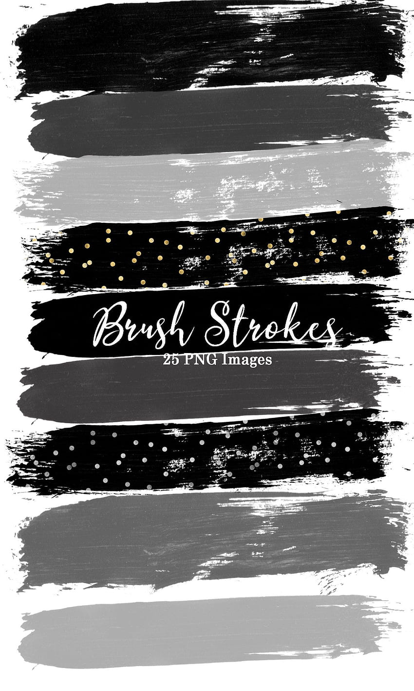 Black and Grey Brush Strokes Clip Art 24 Hand Painted Clipart HD phone wallpaper