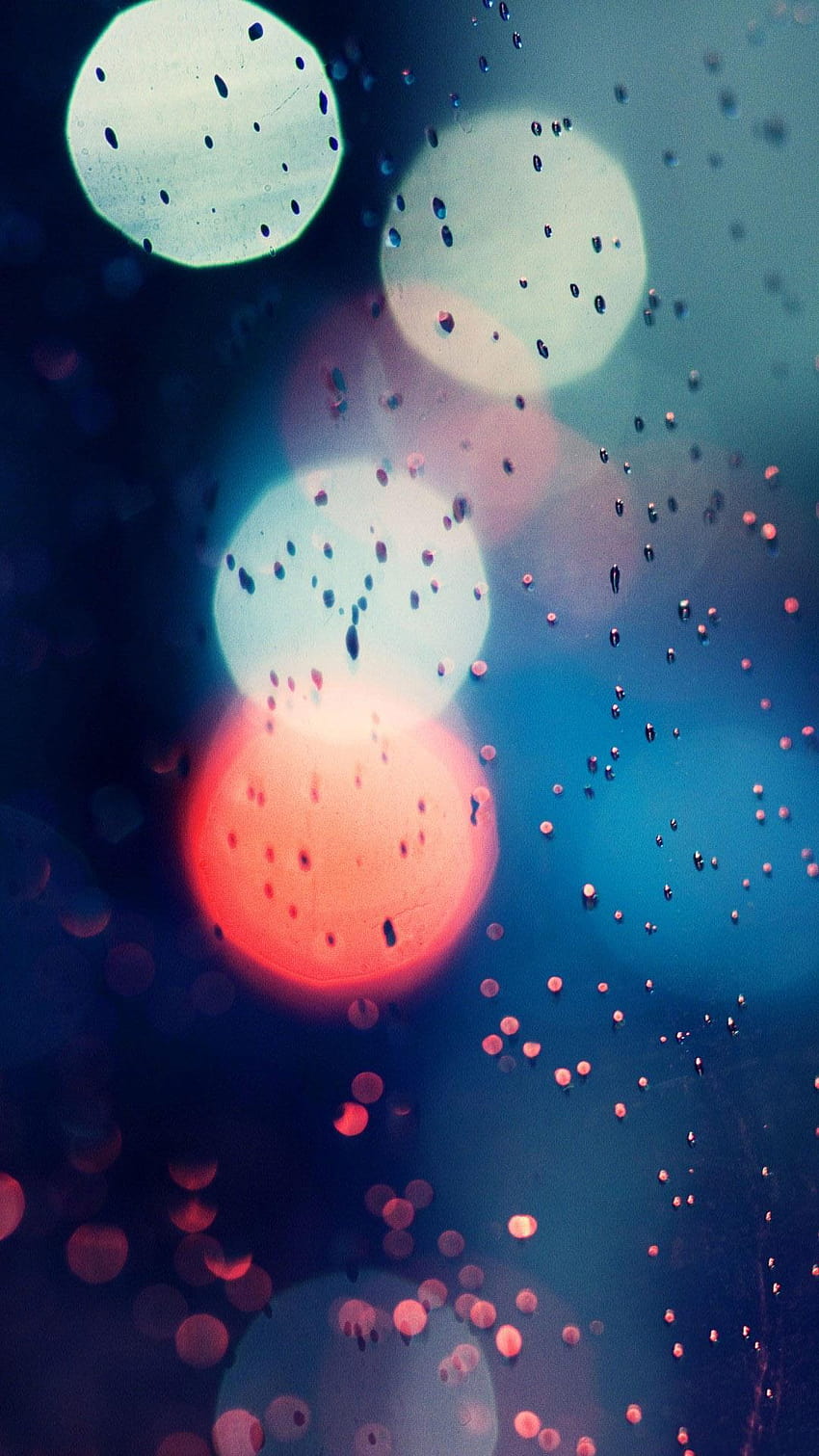 Bokeh Blue Red City Lights Rain Drops Window Android, rain android HD phone wallpaper