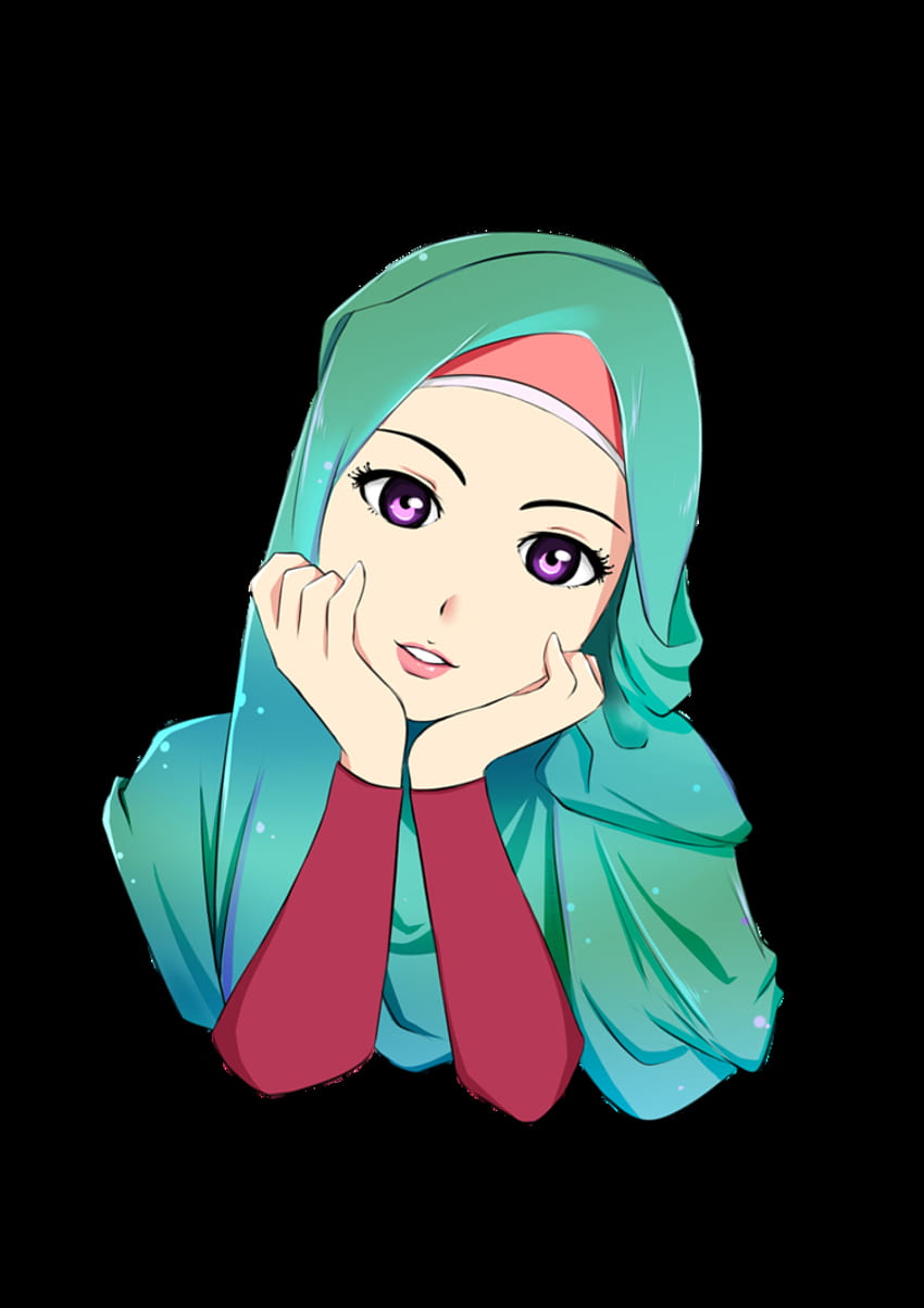 엄지, hijab 소녀 만화 HD 전화 배경 화면