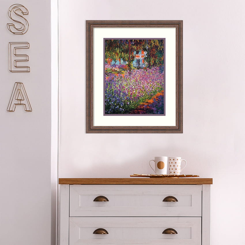 Impressão artística emoldurada Red Barrel Studio® 'Monet's Garden em Giverny Papel de parede de celular HD