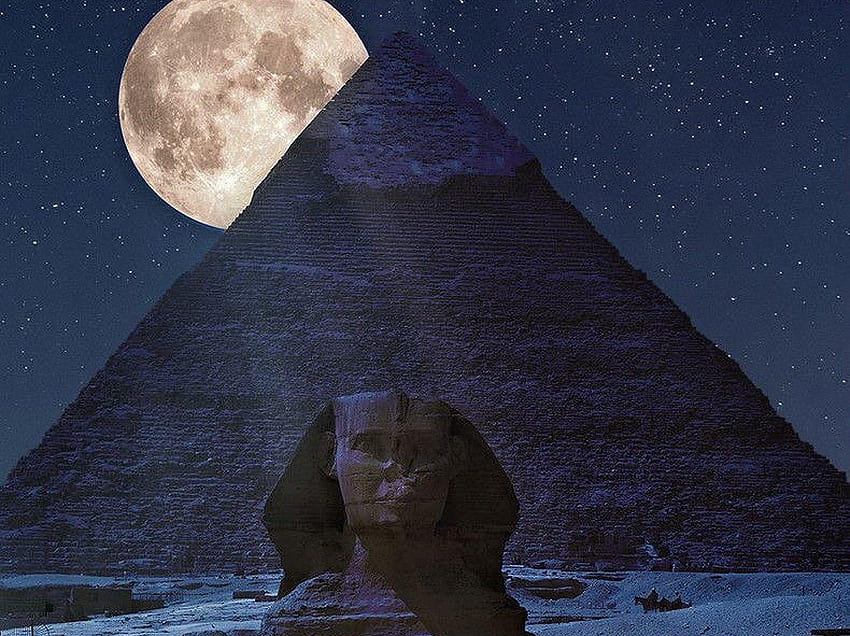 Ancient: Pyramids Night Egypt Pyramid Sphinx Moon, mobile pyramid HD wallpaper