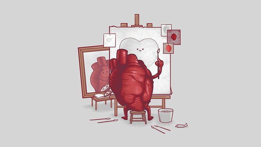 Ludzkie serce maluje to, co myśli, że wygląda, serce człowieka Tapeta HD
