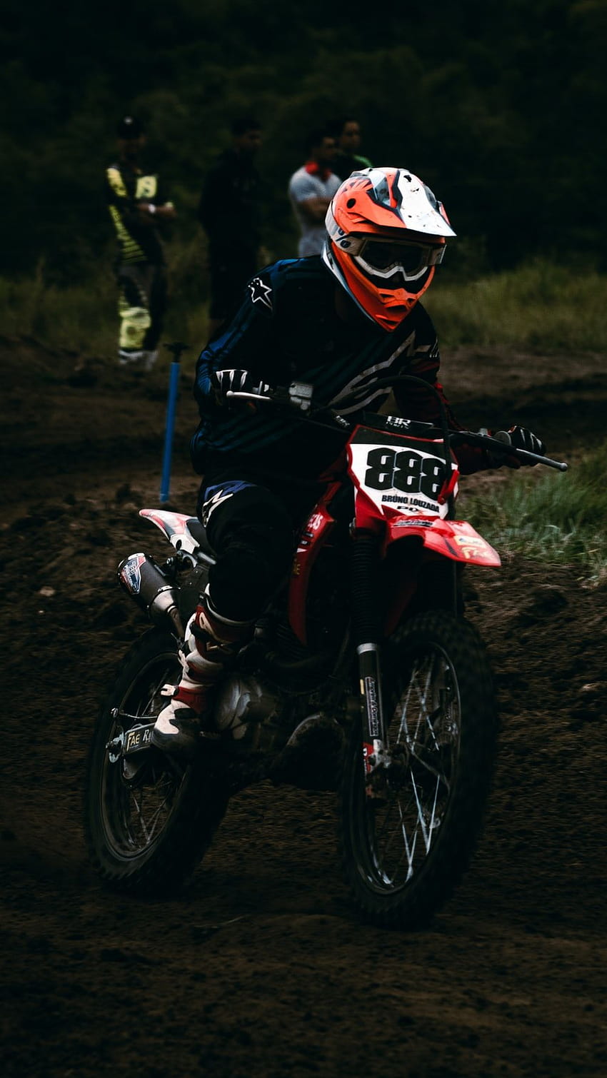 man in red and white motocross suit riding motocross dirt bike – Human, off road bikes HD phone wallpaper