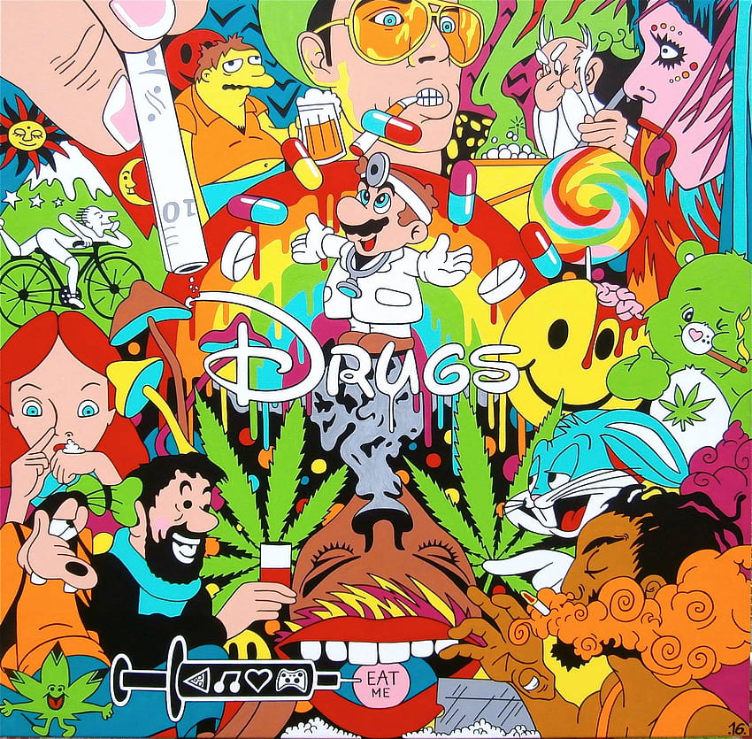Cartaz de drogas psicodélicas www.facebook/nodrugsnowar www.twitter, drogas de viagem papel de parede HD