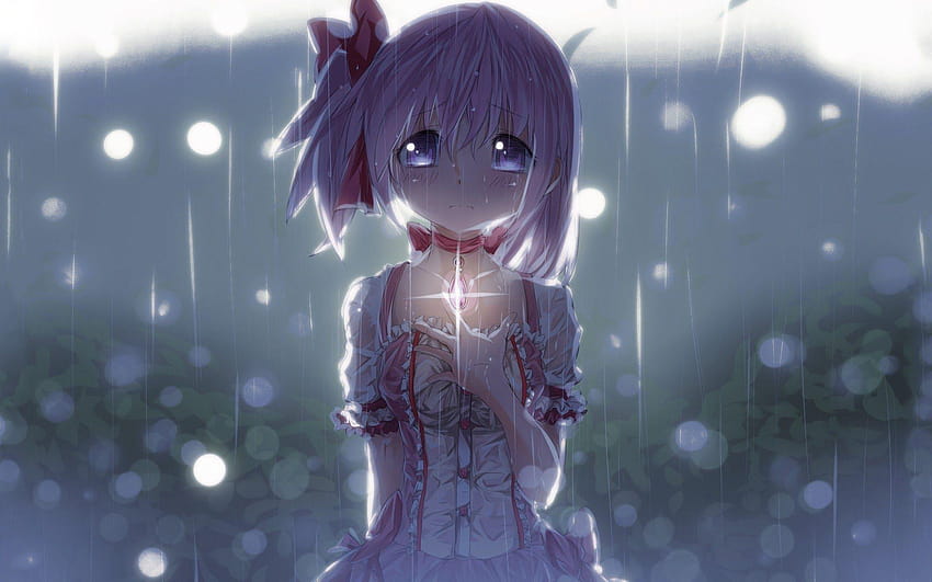 Rain Sad Anime, chuva de cenário de menina triste de anime papel de parede HD