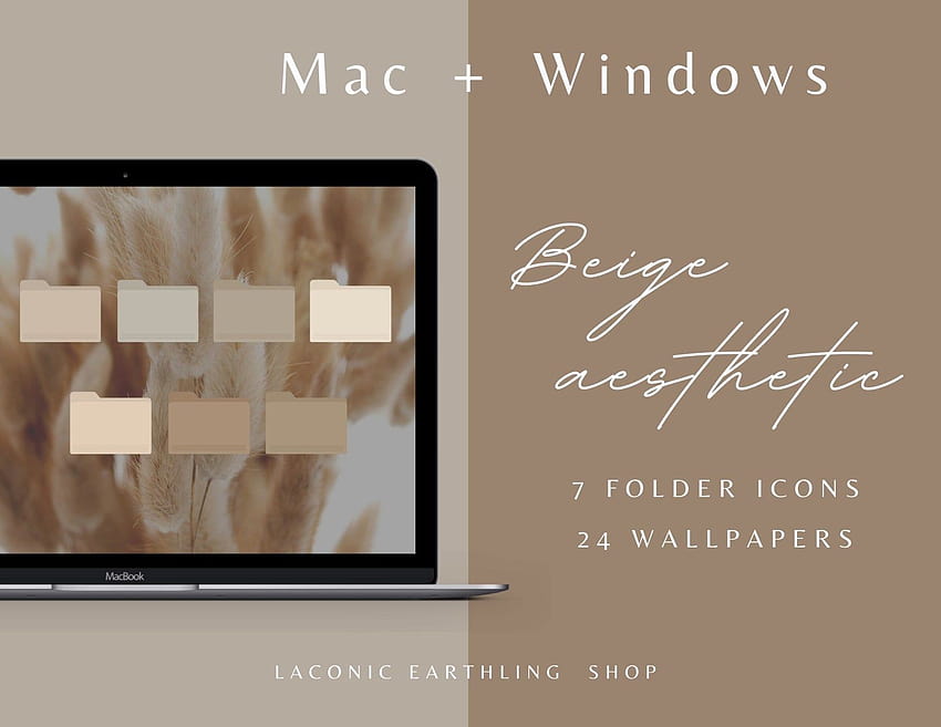 Beżowe estetyczne ikony folderów dla komputerów Mac i Windows Tapeta HD