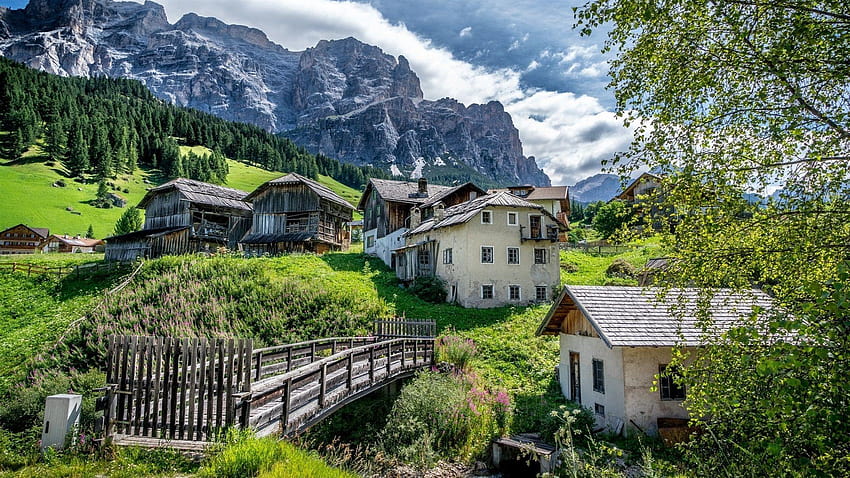 Fondos de pantalla San Cassiano, Alta Badia, Italia, Dolomitas HD wallpaper