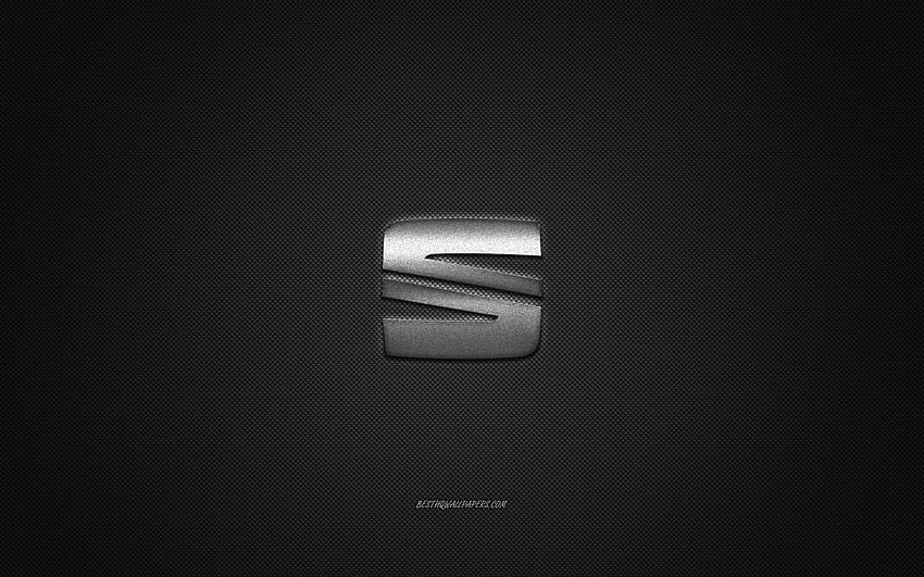 Seat logo, silver logo, gray carbon fiber background, Seat metal emblem,  Seat, cars brands, creative art with resolution 2560x1600. High Quality HD  wallpaper