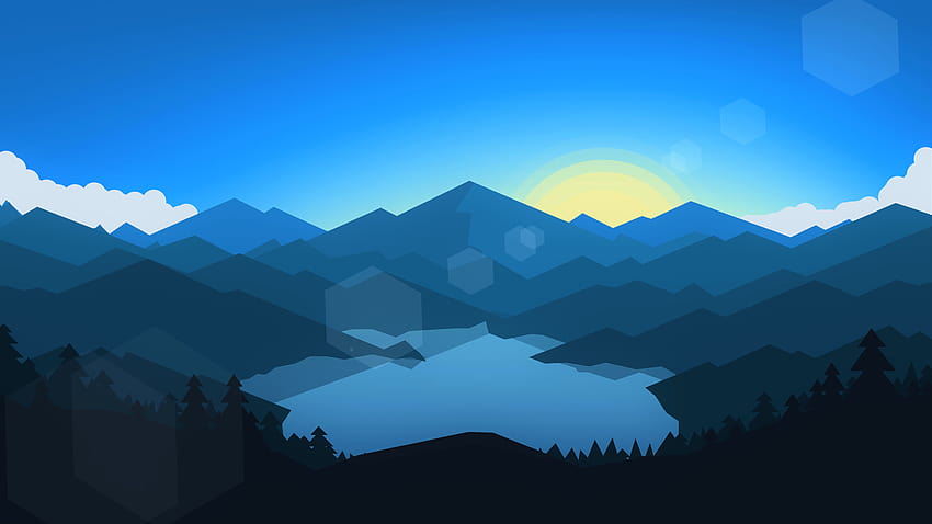 1366x768 Forest Mountains Sunset Cool Weather Minimalism 1366x768 Resolution , Minimalist , and Backgrounds HD wallpaper