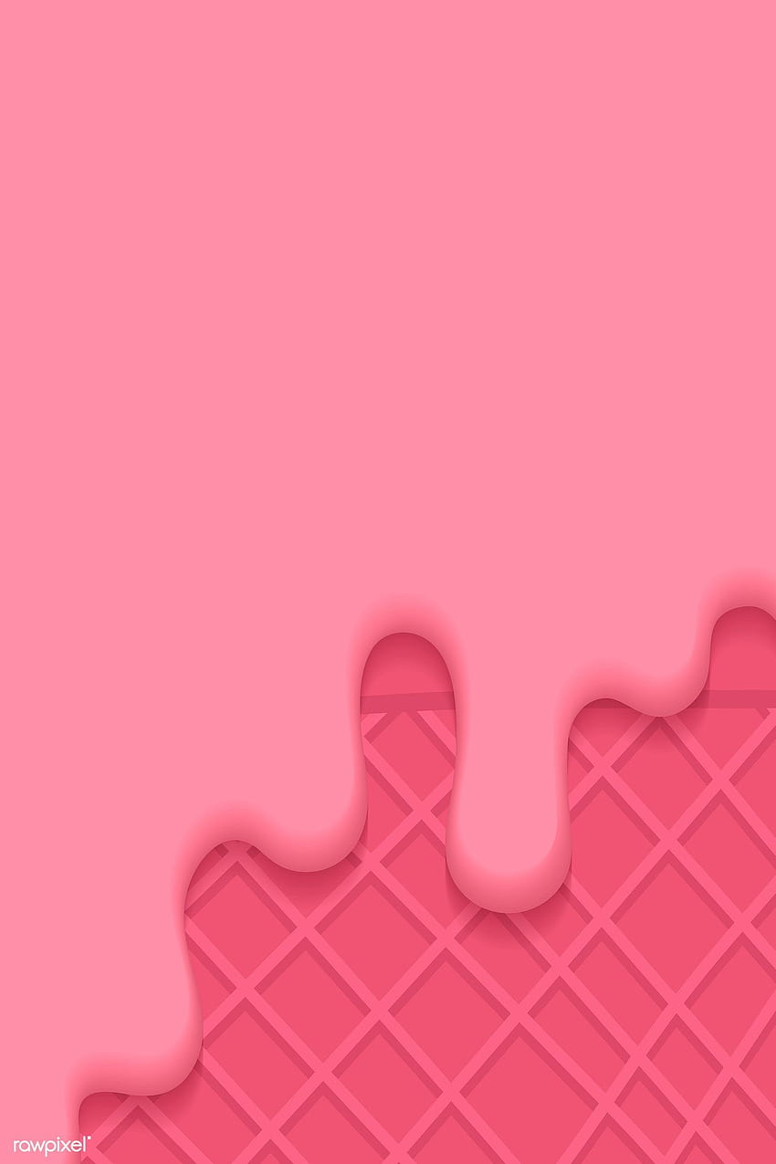 Waffles con vector de helado cremoso rosa, helado rosa fondo de pantalla del teléfono