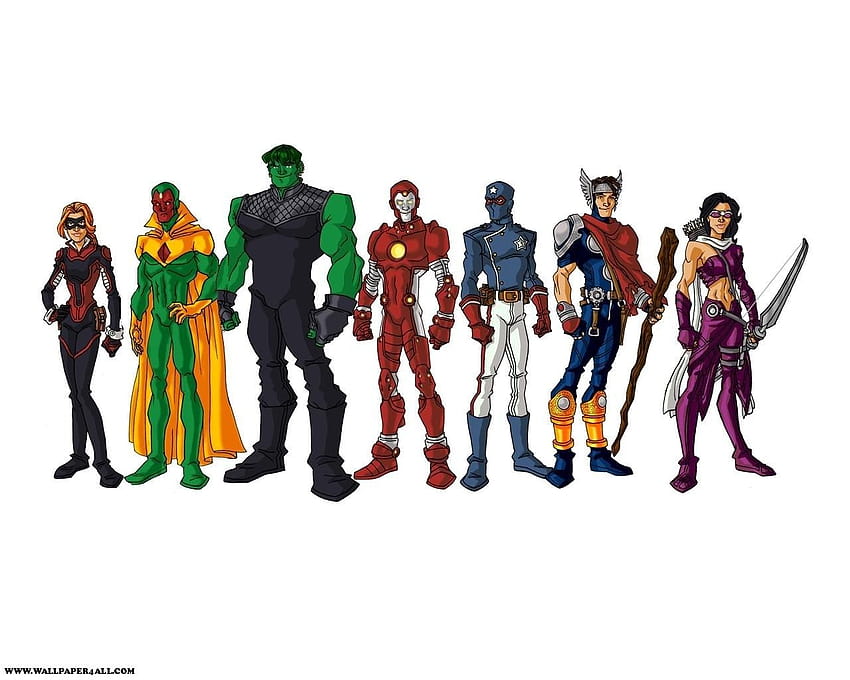 Najlepszych 6 Młodych Mścicieli na Biodrze, rysunek Avengersów Tapeta HD