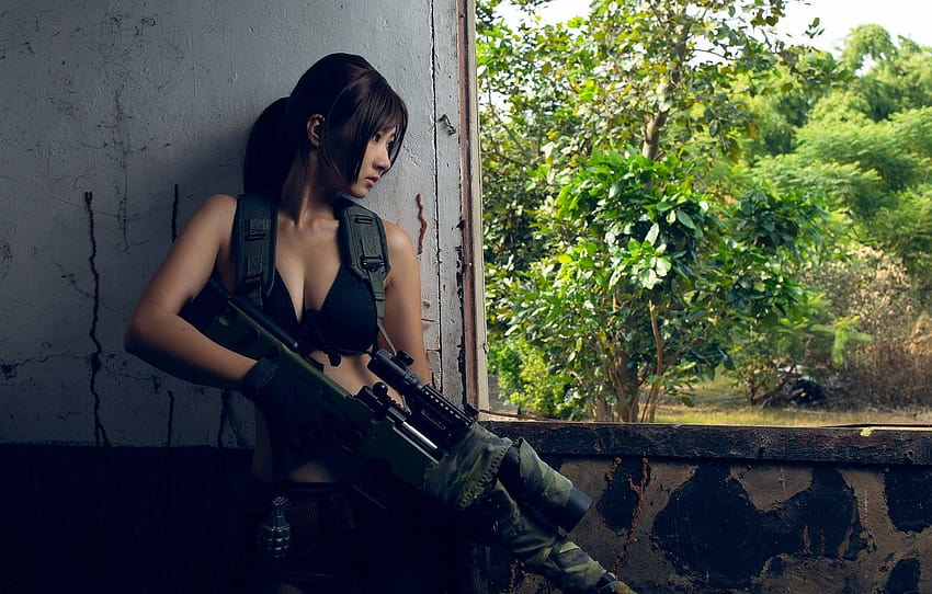 момиче, засада, снайперска пушка, раздел ситуации, жена снайперист HD тапет