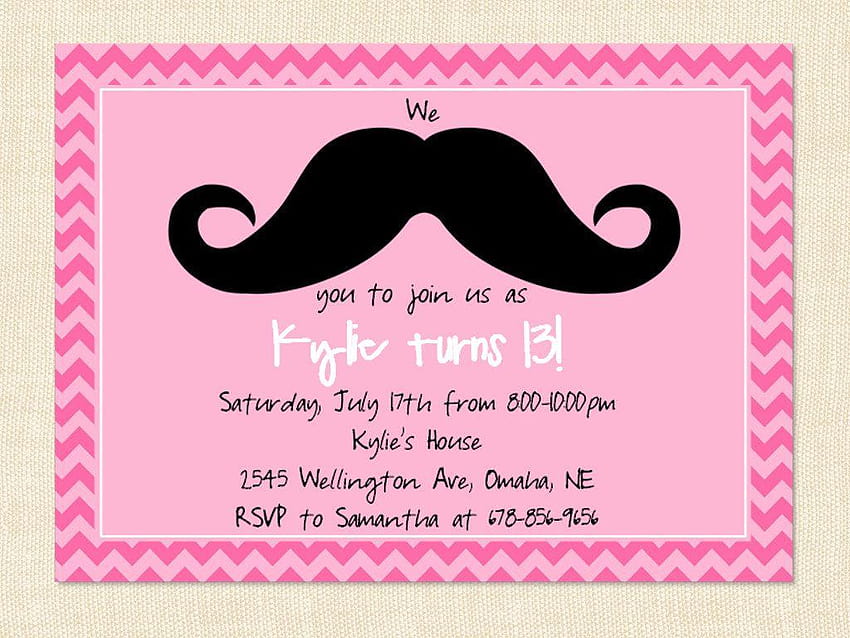 Black Mustache Teen Birtay Invitation Template Design And Used, pink mustache HD wallpaper