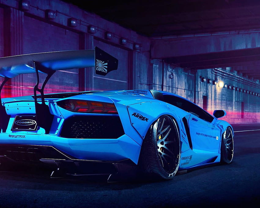 Coche, Coche blanco, Azul, Coche deportivo, Lamborghini • Para ti fondo de pantalla
