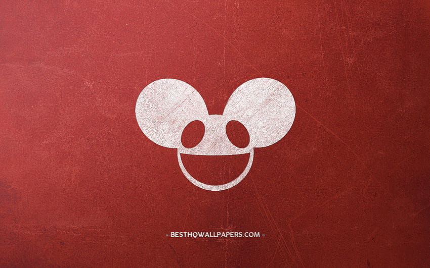 Deadmau5, white chalk logo, red background, Canadian DJ, retro style, creative art, EDM, Deadmau5 logo, Joel Thomas Zimmerman with resolution 2560x1600. High Quality, red white retro HD wallpaper