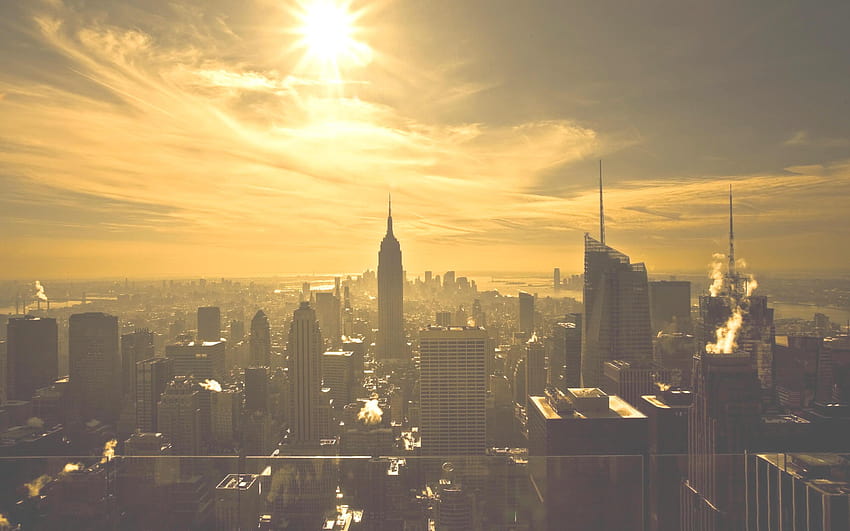 Empire State Building, New York, USA, winter, new york sunrise HD wallpaper