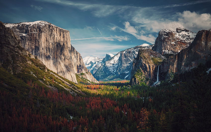 Yosemite Valley, USA, autunno, foresta, montagne, Yosemite National Park, Sierra Nevada, America con risoluzione 3840x2400. Alta qualità, autunno yosemite Sfondo HD