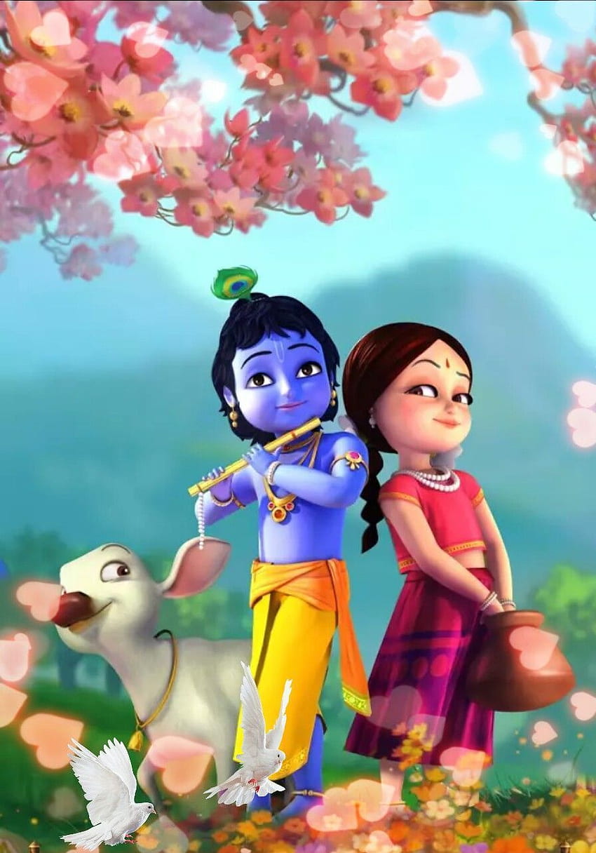 Animated Krishna, anime radha and krishna HD phone wallpaper