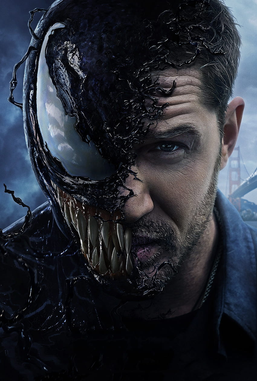 Venom Face, insan yarım yüzü HD telefon duvar kağıdı