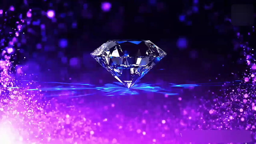 Diamante in sfondi blu viola romantico e bellissimo video di sfondi di diamanti con particelle viola, diamante viola Sfondo HD