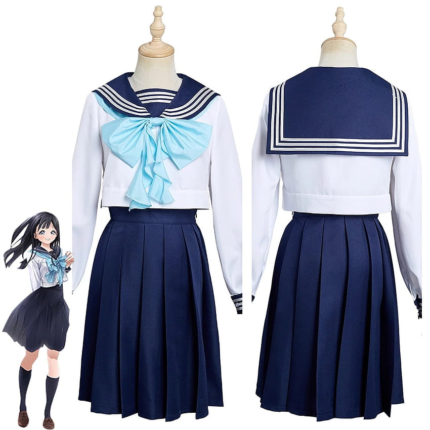 Anime Akebi's Sailor Uniform 코미치 아케비 코스프레 의상 학교 유니폼 스커트 복장 의상 할로윈 카니발 슈트 HD 전화 배경 화면
