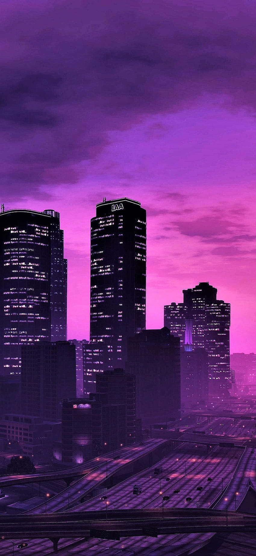 Iphone Gta 5, City At Night, Purple Style, gta v iphone HD phone wallpaper