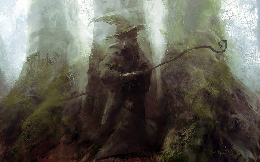 마법사 간달프 숲 숲 반지의 제왕 판타지 아트 직원 회색 순례자 mithrandir 2560x – 추상 판타지, 판타지 숲 HD 월페이퍼