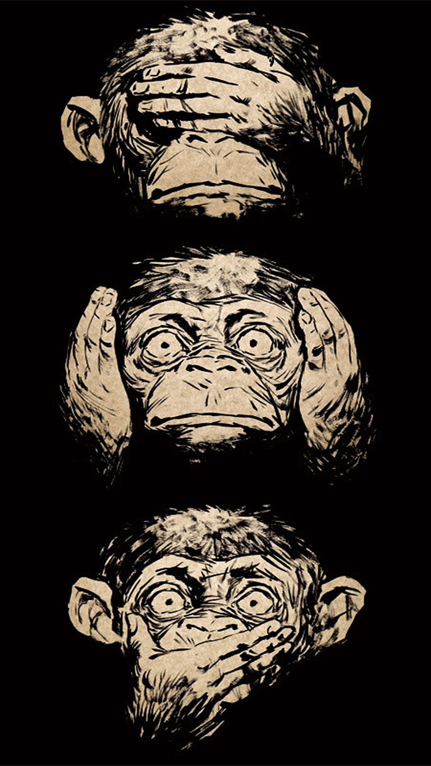 세 현명한 원숭이 지혜 안드로이드 HD 전화 배경 화면