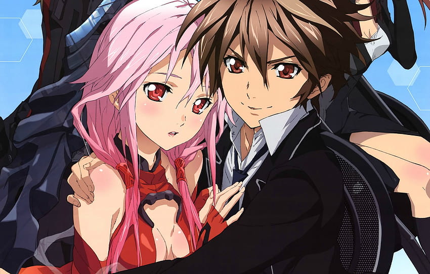 form, two, red eyes, guilty crown, pink hair, inori yuzuriha, guilty crown, shu ouma, student, the guy with the girl , section сёнэн HD wallpaper