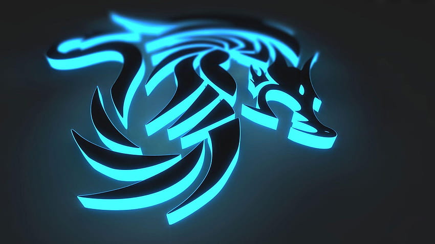 3D Dragon Neon Epic, neon blue HD wallpaper
