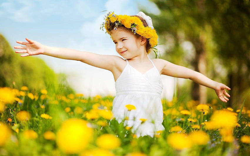 Girls with Flowers – One, cute small girls HD wallpaper | Pxfuel