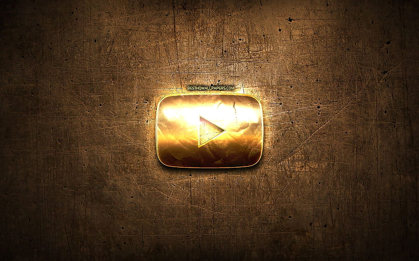 Logo Youtube dorato, pulsante di riproduzione di YouTube Sfondo HD