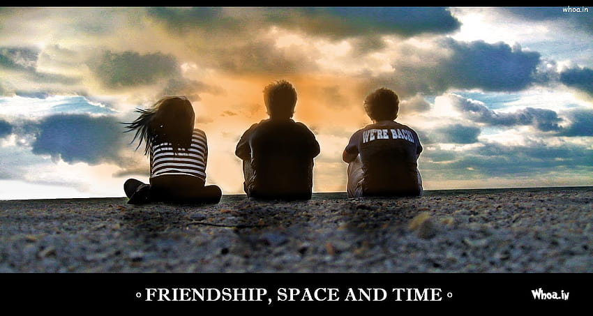 Happy Friendship Day Greetings Quote With Three Friends Space, 3 friends HD wallpaper