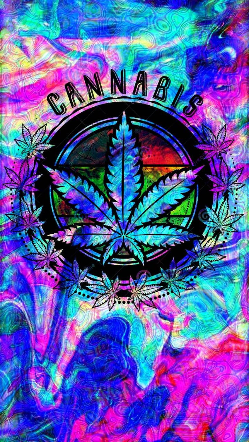 trippy cannabis leaf by kirbash, ganja leaf HD phone wallpaper