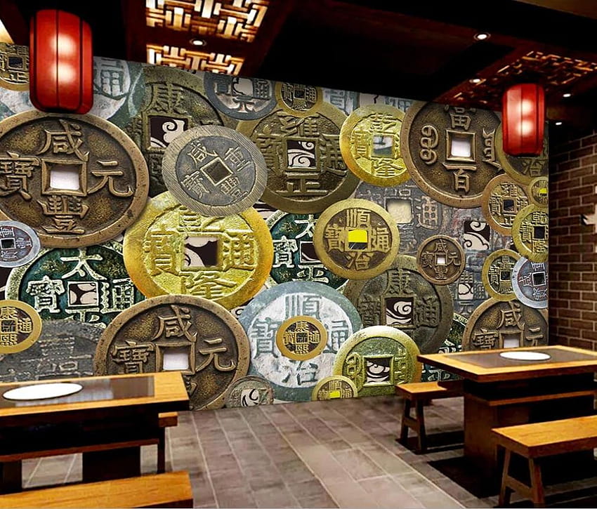 XUE SU Custom large scale murals / / nostalgic retro copper coin catering backgrounds wall covering HD wallpaper
