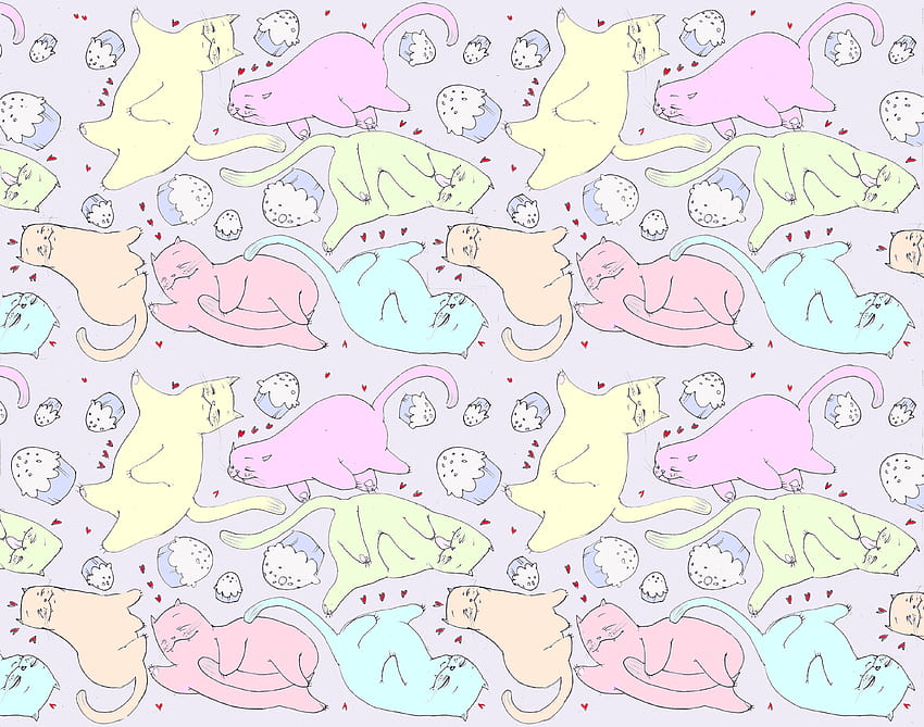 Type backgrounds, Cat pattern, cute pastel cats HD wallpaper | Pxfuel