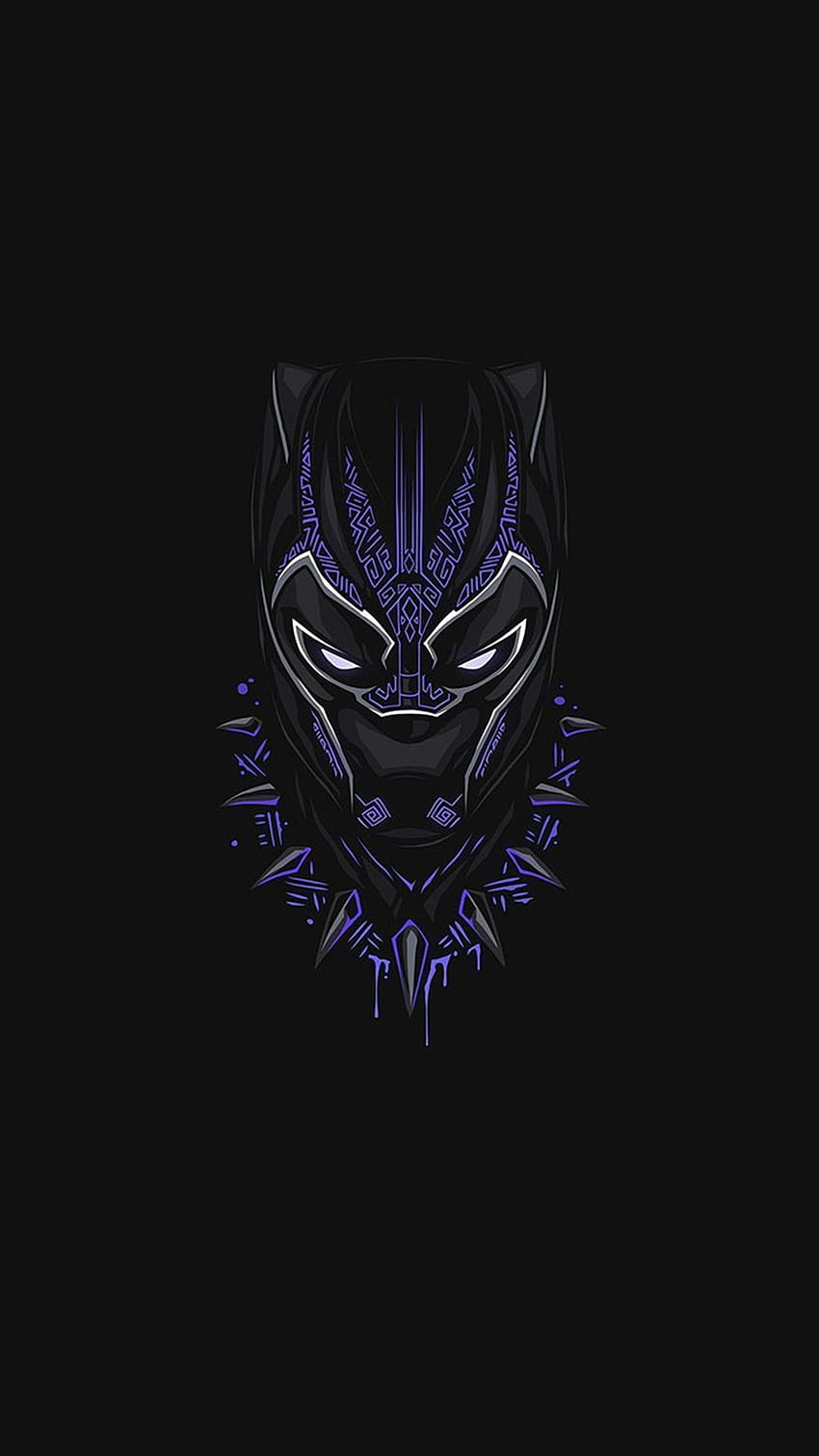 Neon Black Panther Marvel, черна пантера Marvel лого HD тапет за телефон