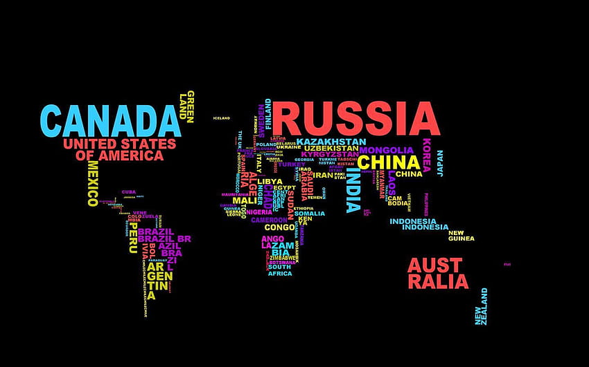 map, Typography, Colorful, Russia, Word Clouds / and Mobile Backgrounds HD wallpaper
