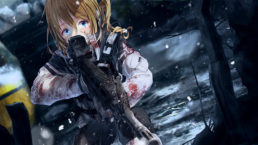 Inspirational Anime Girl with Gun Png, scared girls anime HD wallpaper