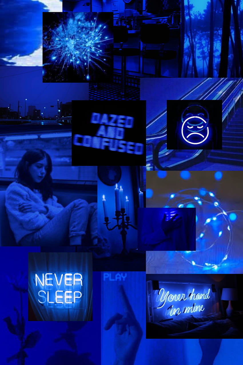 Dark blue collage. That's all., neon collage HD phone wallpaper