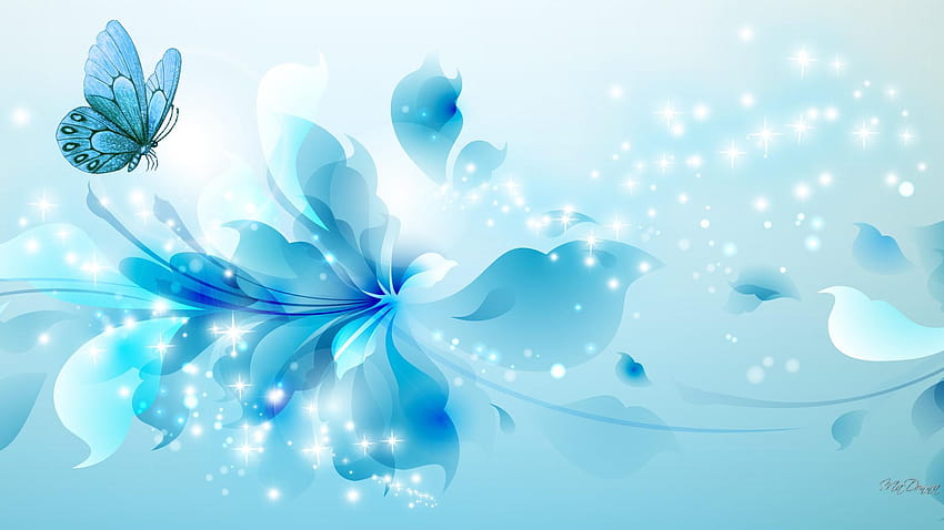 Latar Belakang Bunga Biru Muda Lucu Wallpaper HD