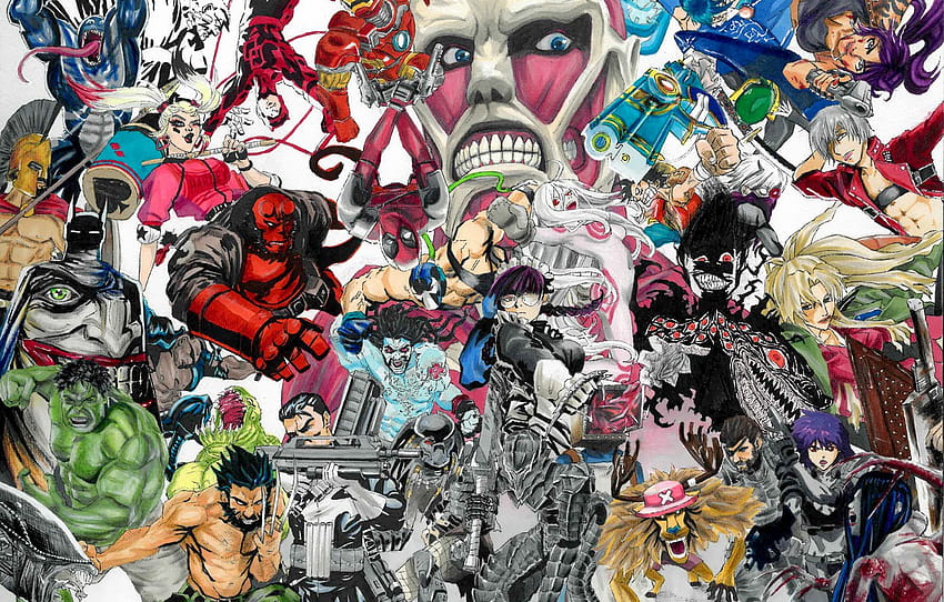 batman, Black Lagoon, demon, sword, gun, blood, pistol, game, Hulk, Hellsing, One Piece, armor, devil, Wolverine, X, wolverine villains HD wallpaper