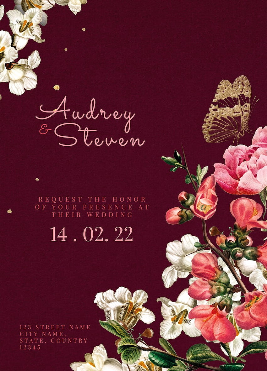 Burgundy Wedding Invitation HD phone wallpaper