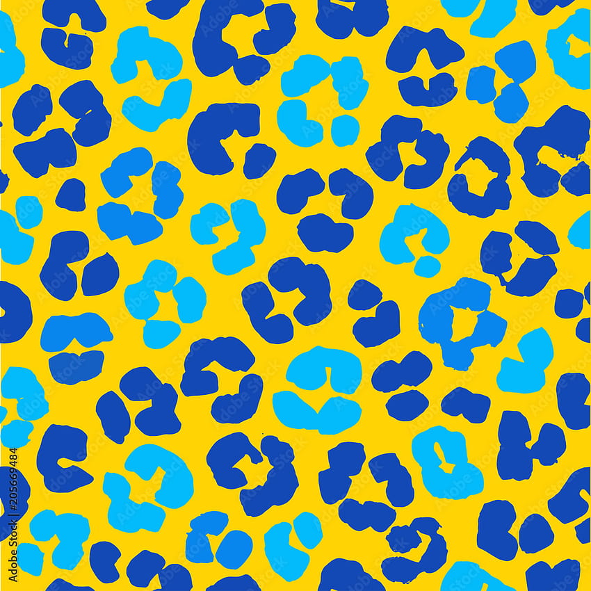 Ilustrasi vektor Macan tutul mencetak pola latar belakang mulus. Cetak kulit binatang kuning dan biru untuk tekstil, kertas pembungkus dan desain lainnya. Gaya Grunge. Stok Vektor, cetakan cheetah biru wallpaper ponsel HD