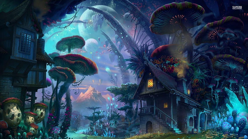 Fantasy Mushroom Village and backgrounds, mushrooms HD wallpaper