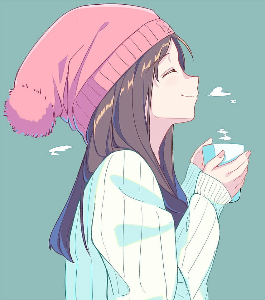 147 o Kawa czy herbata? ❧, dziewczyna z anime pije kawę Tapeta na telefon HD
