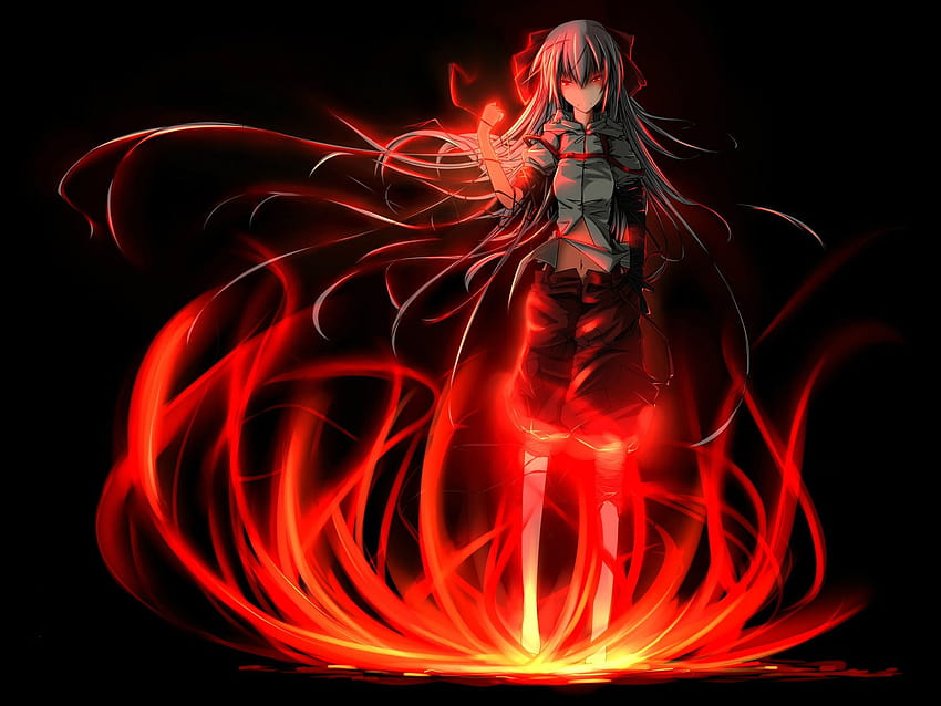 Sad Anime Girl On Fire, red anime pc HD wallpaper