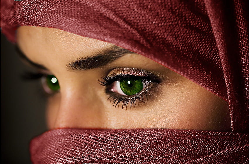 緑, 目, 赤, 緑の目, イスラム教徒, ヒジャーブ, アラブ ::, アラビア語の女の子のヒジャーブ 高画質の壁紙